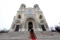 The recently restored and renovated Naval Cathedral of Saint Nicholas in Kronstadt near St Petersburg, Russia.