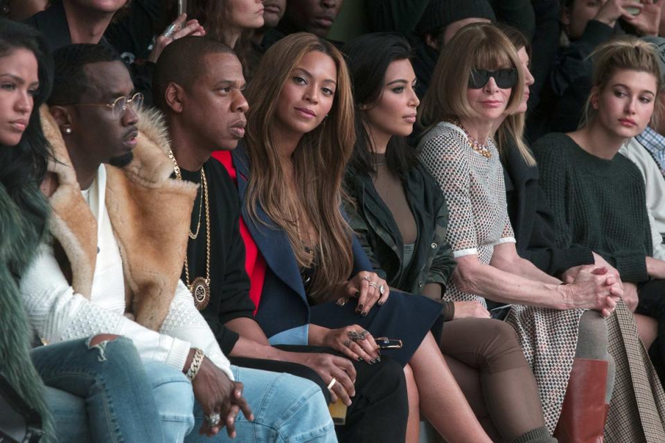 What a FROW: Sean Combs, Jay-Z, Beyonce, Kim Kardashian and Vogue Editor Anna Wintour look on (Picture: REUTERS/Lucas Jackson) (REUTERS/Lucas Jackson)