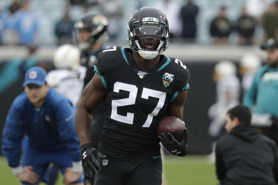 Jacksonville Jaguars running back Leonard Fournette can become a free agent in 2021. (AP Photo/John Raoux)