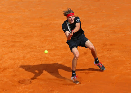Tennis - ATP World Tour Masters 1000 - Italian Open - Foro Italico, Rome, Italy - May 20, 2018 Germany's Alexander Zverev in action during the final against Spain's Rafael Nadal REUTERS/Tony Gentile