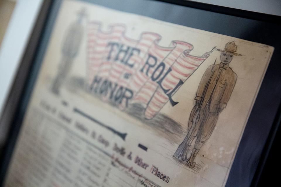 A poster titled The Roll of Honor lists 150 Black men from Iowa, including U.S. Army 2nd Lt. Rufus Jackson, who served in World War I. The poster is now on display in the State Historical Museum of Iowa, in Des Moines.   