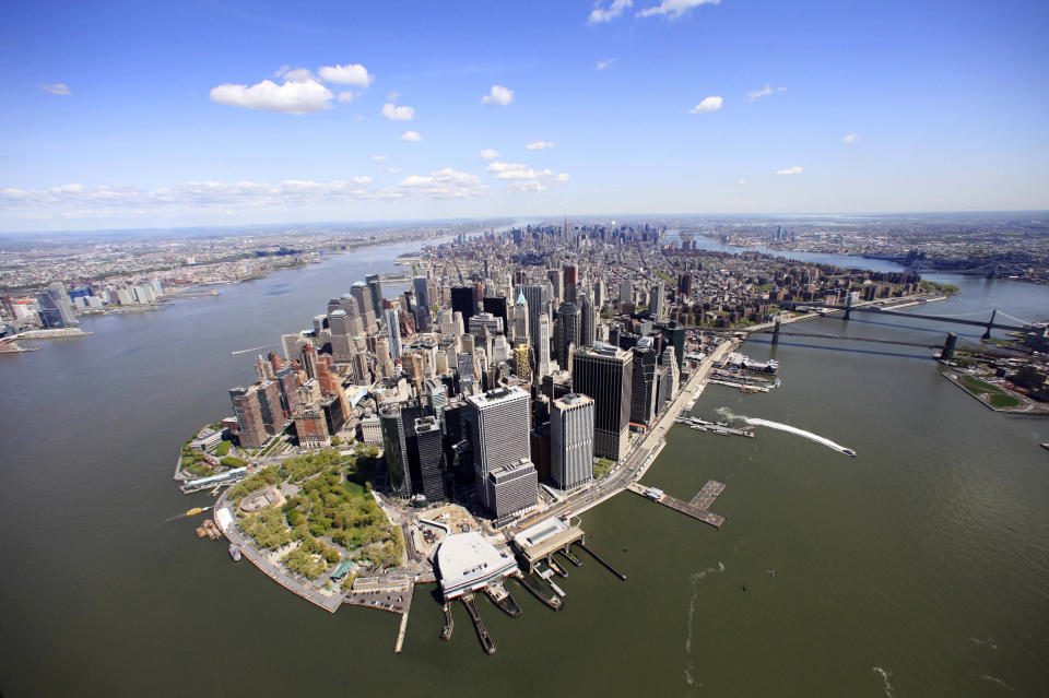 Arm  Lower Manhattan is shown in this aerial photo, Tuesday, April 20, 2010 in New York. (AP Photo/Mark Lennihan)