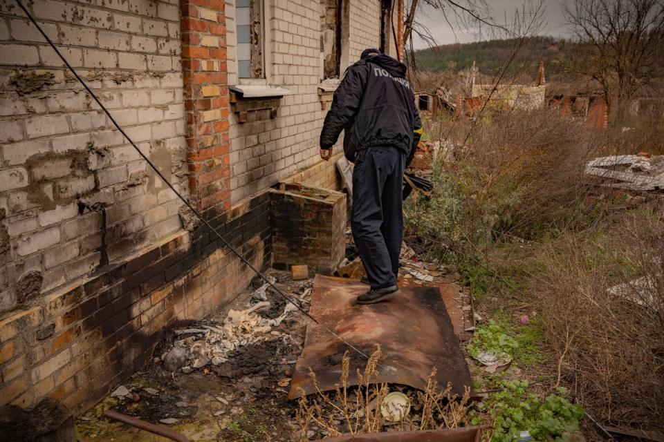 Police find the remains of another body, this time in a destroyed village outside of Izium (Bel Trew)