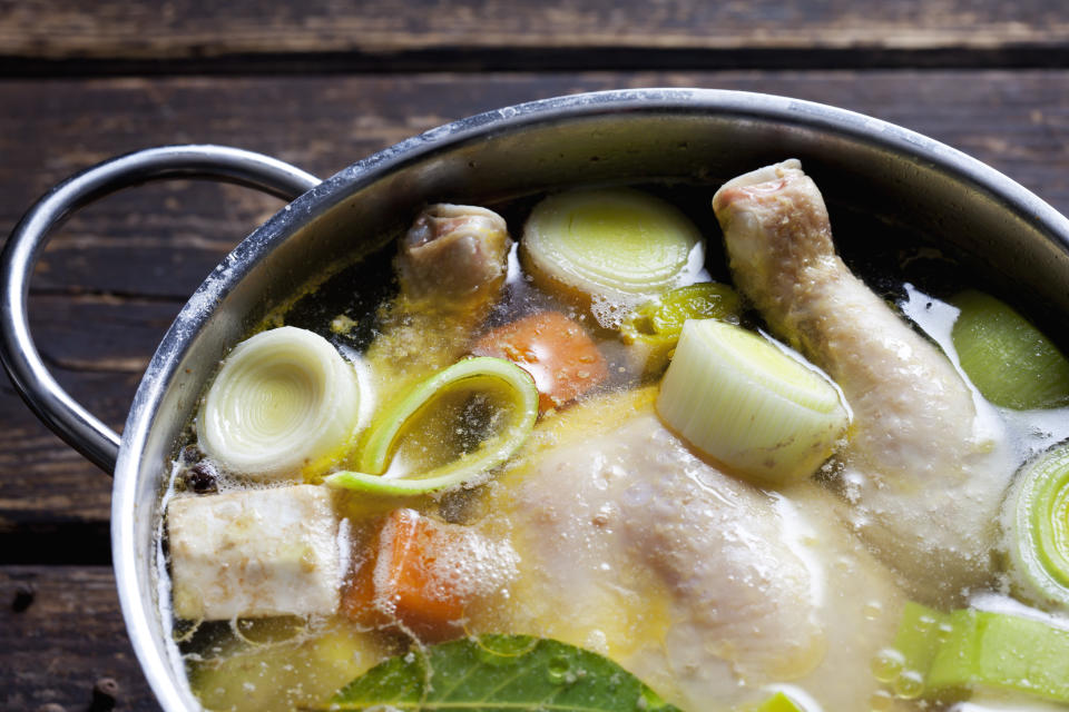 Chicken soup produces collagen that helps keep skin, hair and bones strong. (Photo: Getty Images)