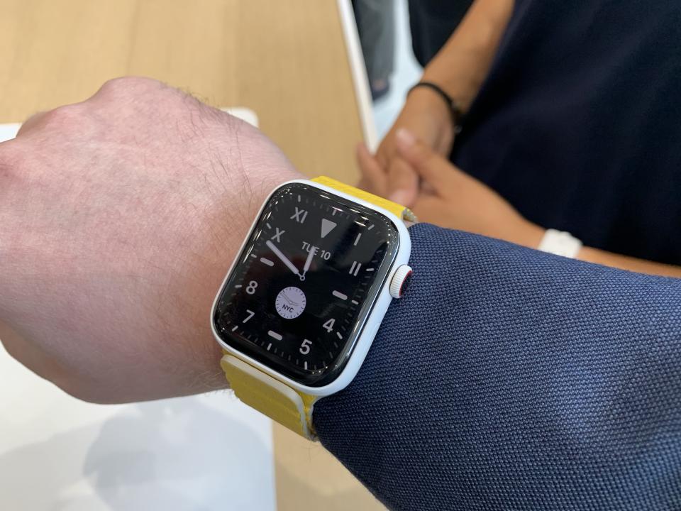 The Apple Watch Series 5 with its always-on display. (Image: Howley)