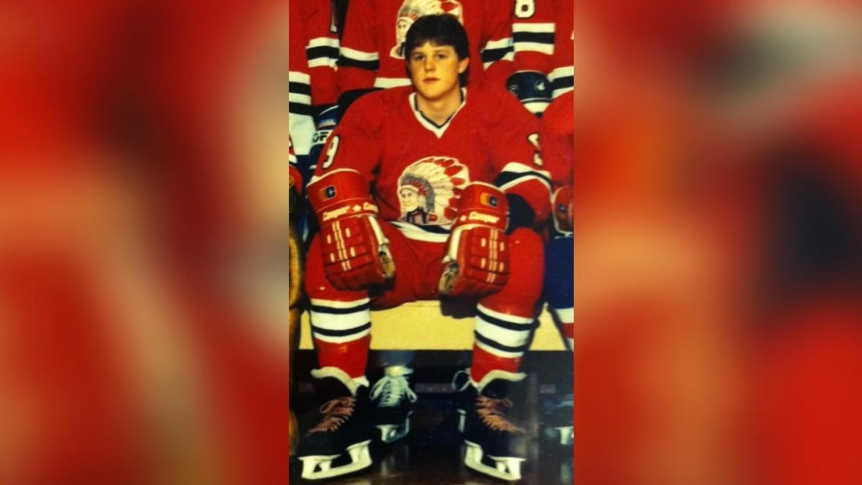 Todd Tisdale is pictured in an old hockey photo. (Submitted by Todd Tisdale - image credit)