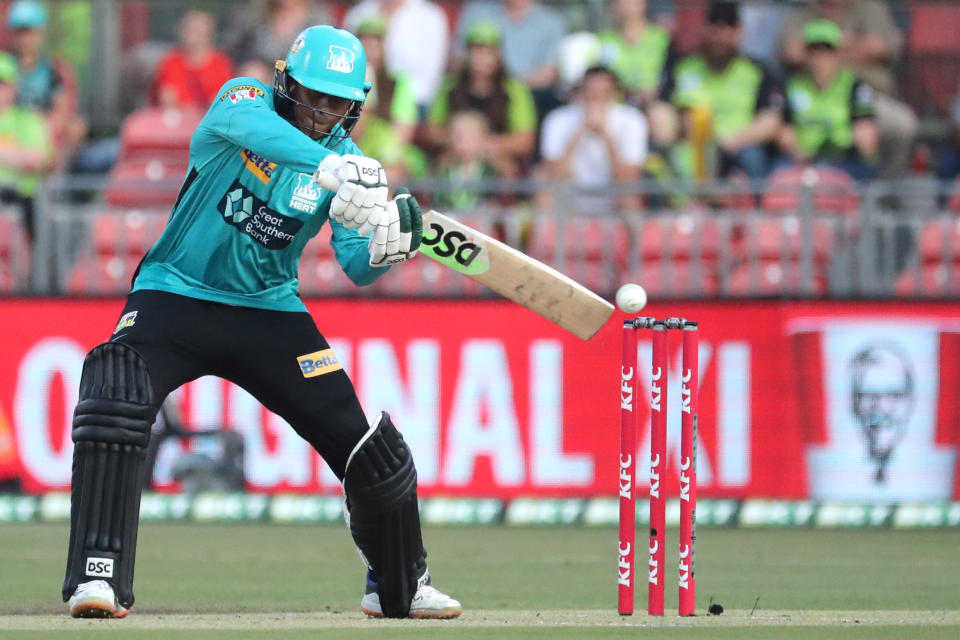 Seen here, Brisbane Heat captain Usman Khawaja batting in the BBL finals win over Sydney Thunder. 