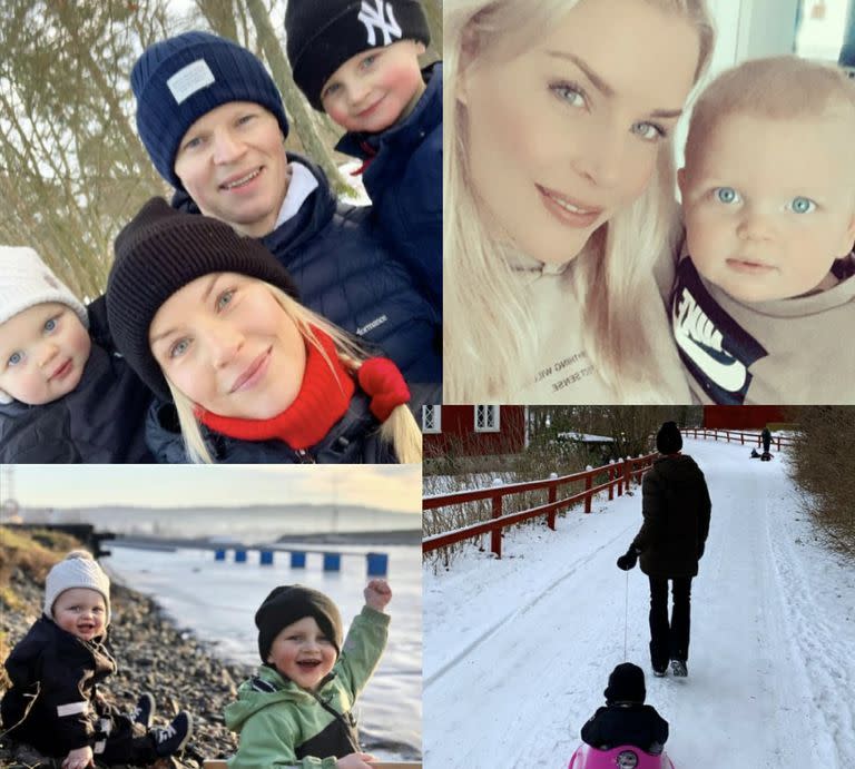 Alexandra Larsson junto a su pareja Patrick Andersson y a sus dos hijos, Elliot y Adrian