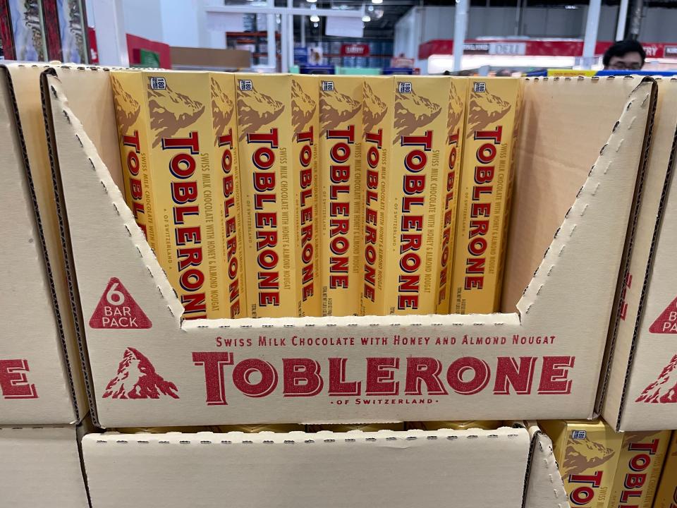 Pack of Toblerone chocolates.