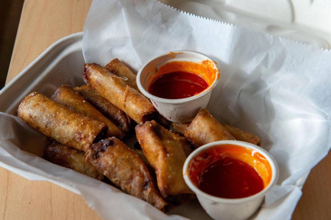 The new Ting’s Filipino Bistro at Kansas City’s Parlor food hall serves lumpia Shanghai, a spring roll with marinated pork, shredded carrots, minced garlic, onions, scallions and Ting’s special seasoning, paired with a special sauce.