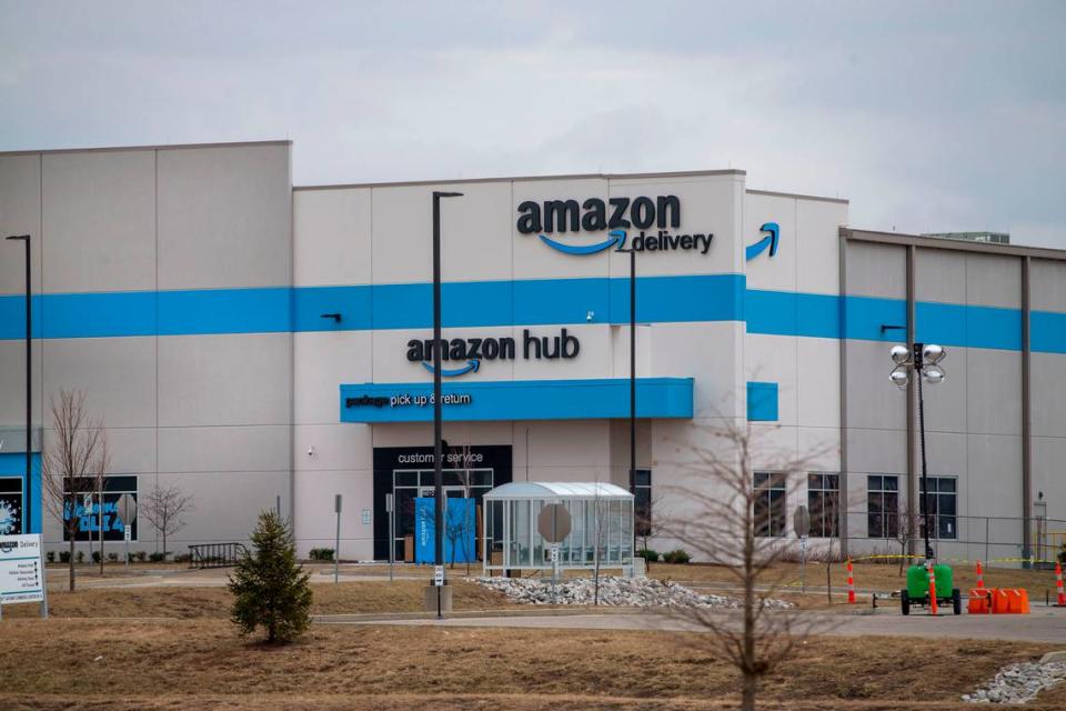 An Amazon warehouse in Edwardsville was the backdrop for a rally of co-workers and family members of six people who died in a tornado that hit one of the company’s facilities on Dec. 10.