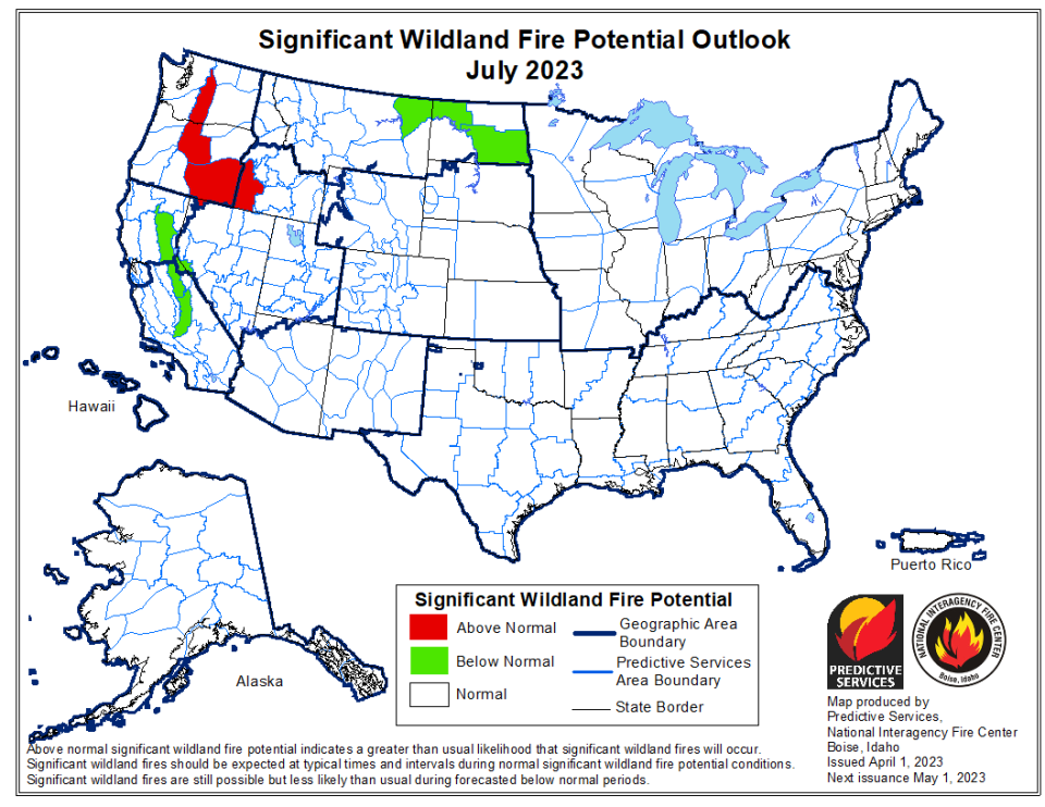 Oregon's wildfire danger increases by July.