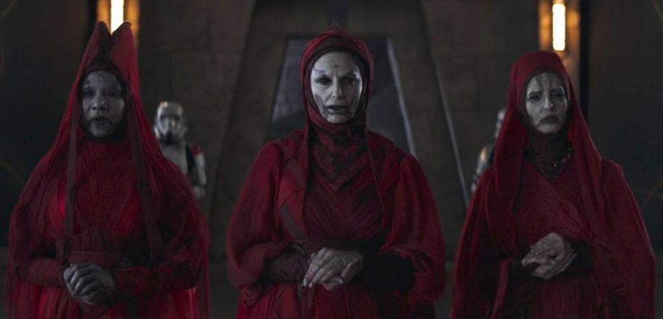 the Great Mothers of the Nightsisters in their red robes and capes on Ahsoka