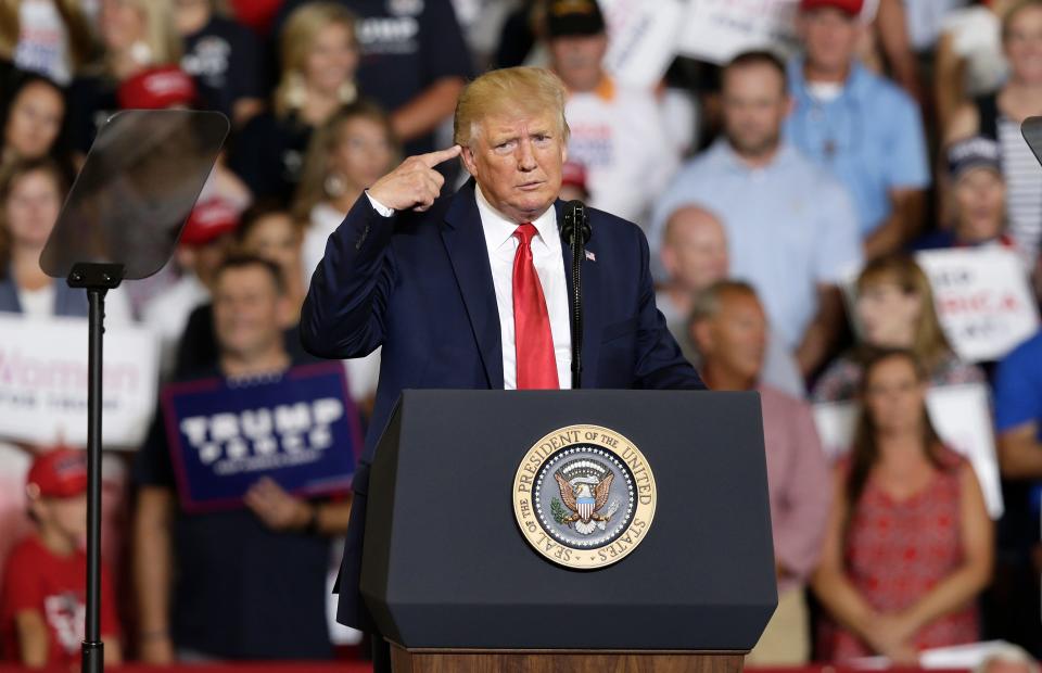 President Donald Trump in Greenville, North Carolina, on July 17, 2019.