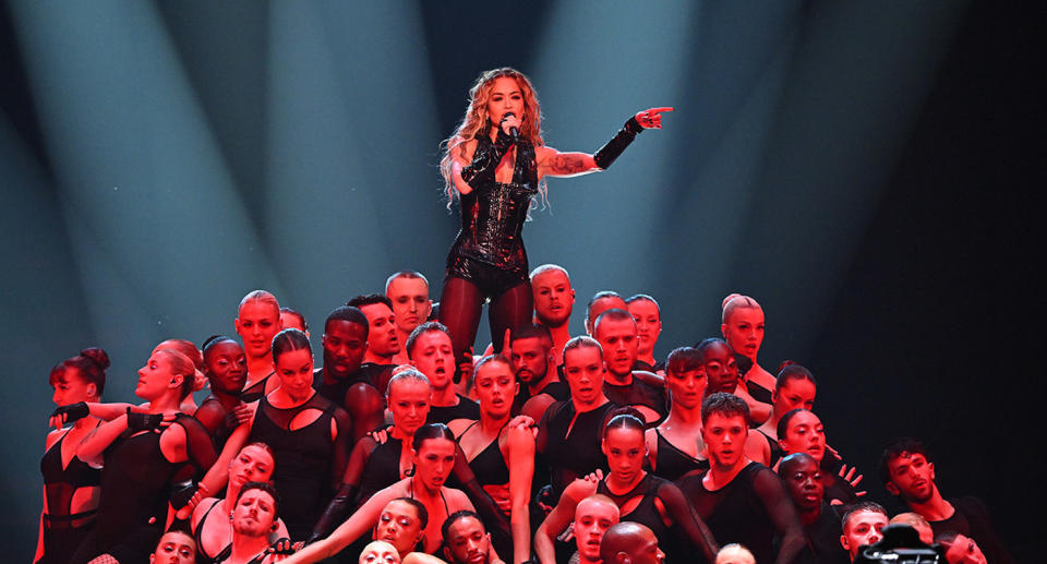 Rita Ora performing at Eurovision