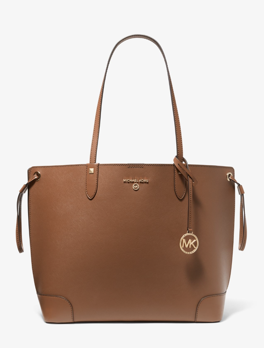 Edith Large Saffiano Leather Tote Bag in brown leather (photo via Michael Kors)