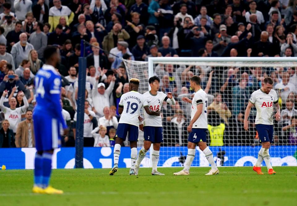 Tottenham celebrate with Son Heung-min (John Walton/PA) (PA Wire)