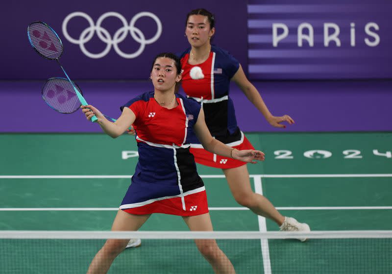 Annie Xu of United States and Kerry Xu of United States in action during the Group B match against Stefani Stoeva of Bulgaria and Gabriela Stoeva of Bulgaria.