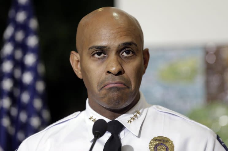 Charlotte-Mecklenburg Police Chief Kerr Putney at a news conference on Thursday. (Photo: Chuck Burton/AP)