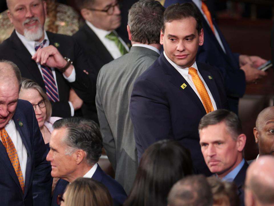 Rep. George Santos and Sen. Mitt Romney at the State of the Union address on February 07, 2023.