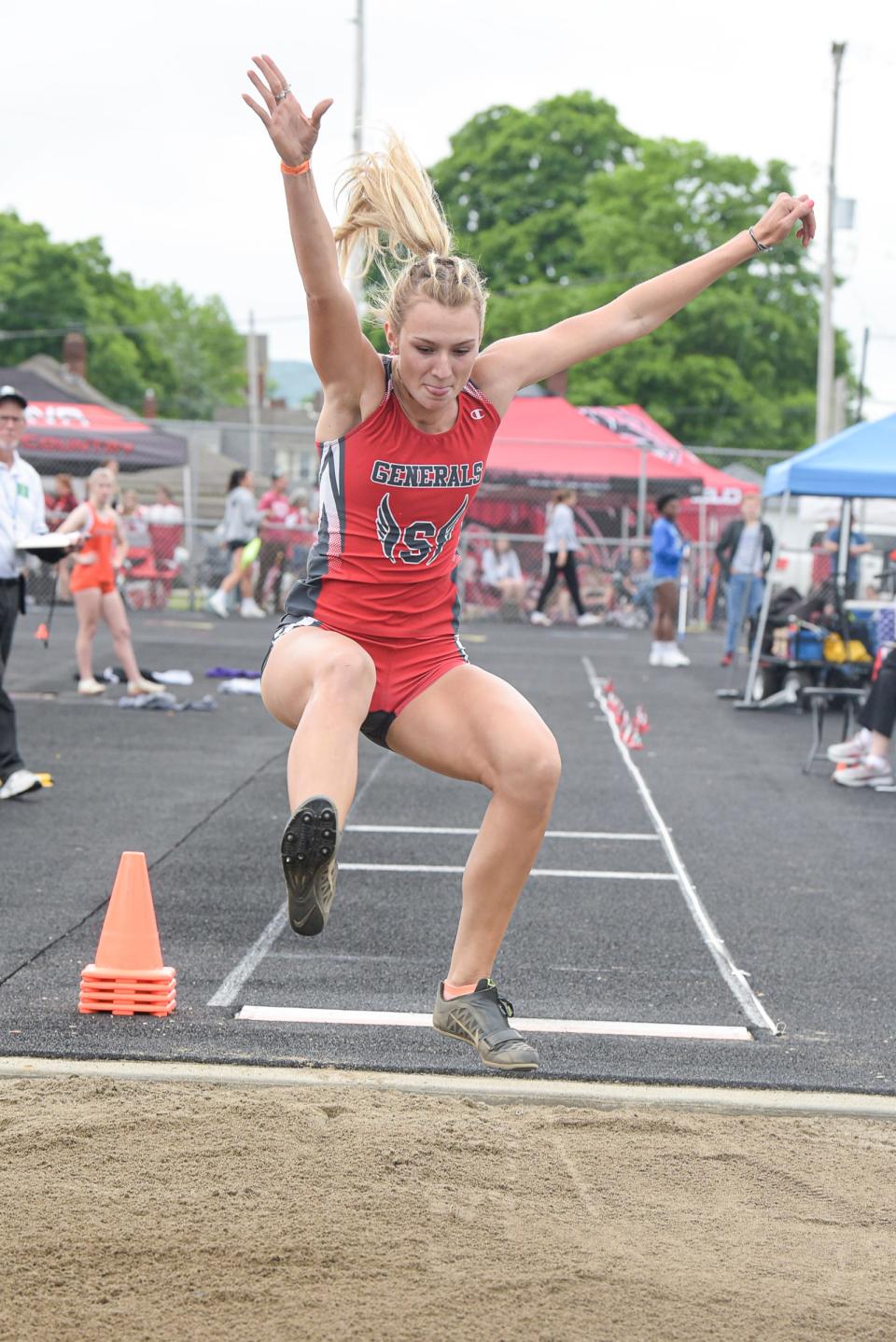 Sheridan’s Katelyn Heath took second place in the girls long jump with a jump of 16-09.5 at the Division II regional track meet held at Chillicothe High School’s Obadiah Harris & Family Athletic Complex on Saturday, May 28, 2022, in Chillicothe, Ohio.