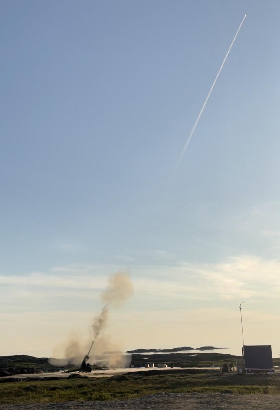 A picture Boeing and Nammo released after the 2022 test of the Ramjet 155 shell, which took place at the Andøya Test Center in Norway. <em>Boeing</em>