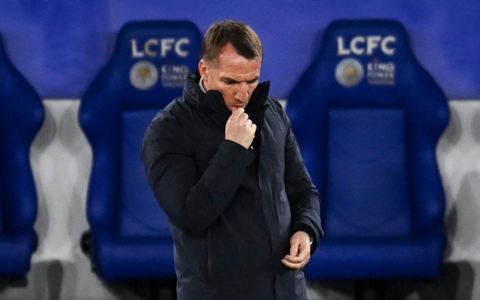 Brendan Rodgers has a lot to ponder after the chastening defeat for his Champions League-chasing Leicester side  - RYAN BROWN