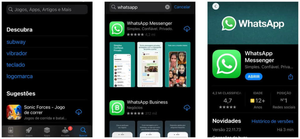 Baixe o WhatsApp no seu iPhone pela App Store (Imagem: Thiago Furquim/Canaltech)