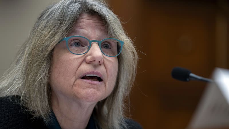 Massachusetts Institute of Technology President Sally Kornbluth speaks during a hearing of the House Committee on Education on Capitol Hill, on Tuesday, Dec. 5, 2023 in Washington.