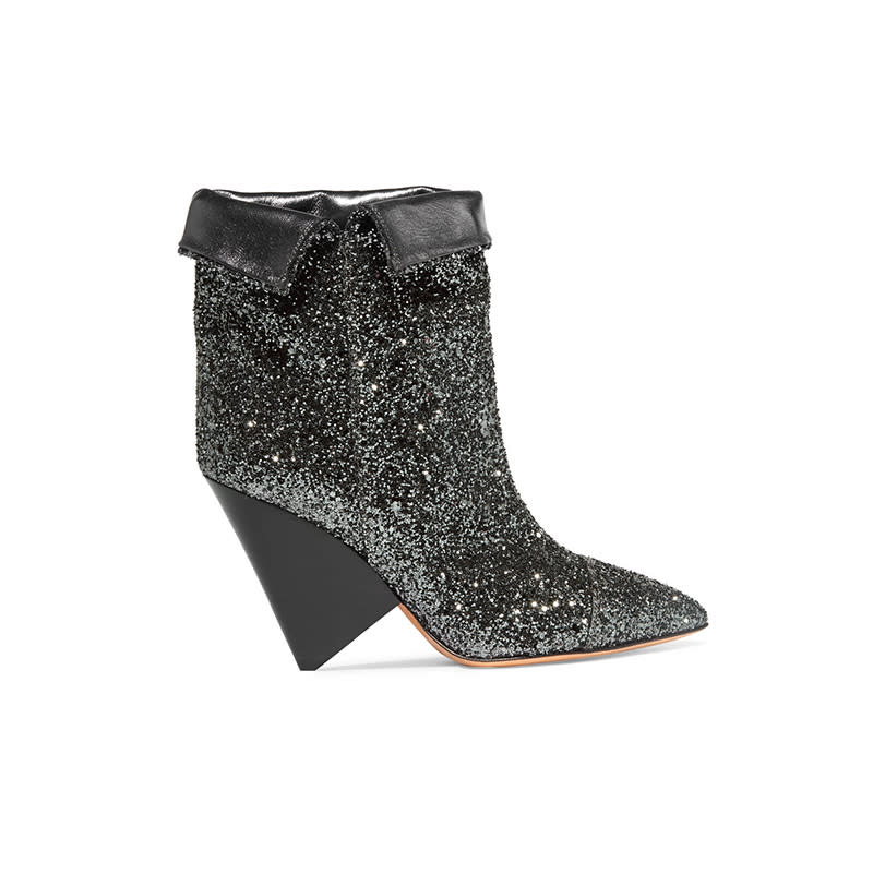 <a rel="nofollow noopener" href="http://rstyle.me/n/crg65dchdw" target="_blank" data-ylk="slk:Luliana Glittered Metallic Leather Ankle Boots, Isabel Marant, $950;elm:context_link;itc:0;sec:content-canvas" class="link ">Luliana Glittered Metallic Leather Ankle Boots, Isabel Marant, $950</a>