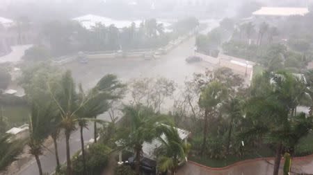 A storm batters as Hurricane Irma descends on Providenciales, in the Turks and Caicos Islands, in this still image taken from September 7, 2017 social media video. MANDATORY CREDIT Aneesa Khan/via REUTERS