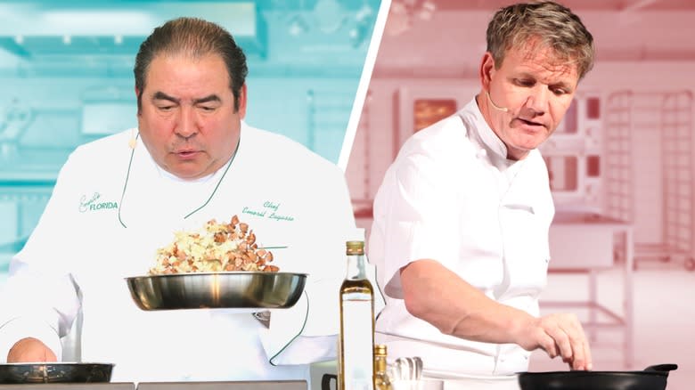 Gordon Ramsay and Emeril Lagasse cooking composite image