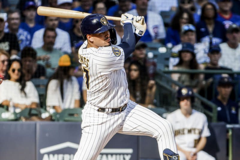 Shortstop Willy Adames and the Milwaukee Brewers will face the Kansas City Royals in a series finale Wednesday in Kansas City, Mo. File Photo by Tannen Maury/UPI