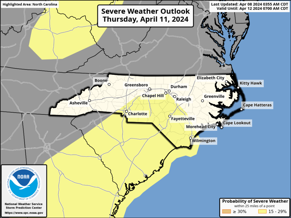 Severe weather is possible Thursday as a storm system approaches.