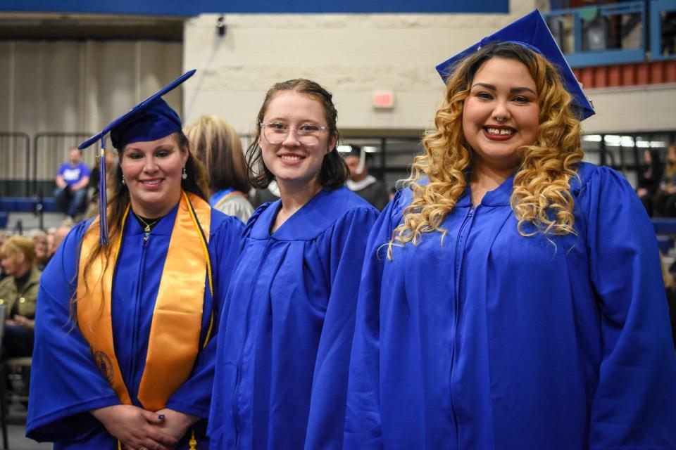 Terra State Community College students receiving recognition awards were, from left, Christina Mari Cruz, Alexandria Maas and Alyha Herrera.