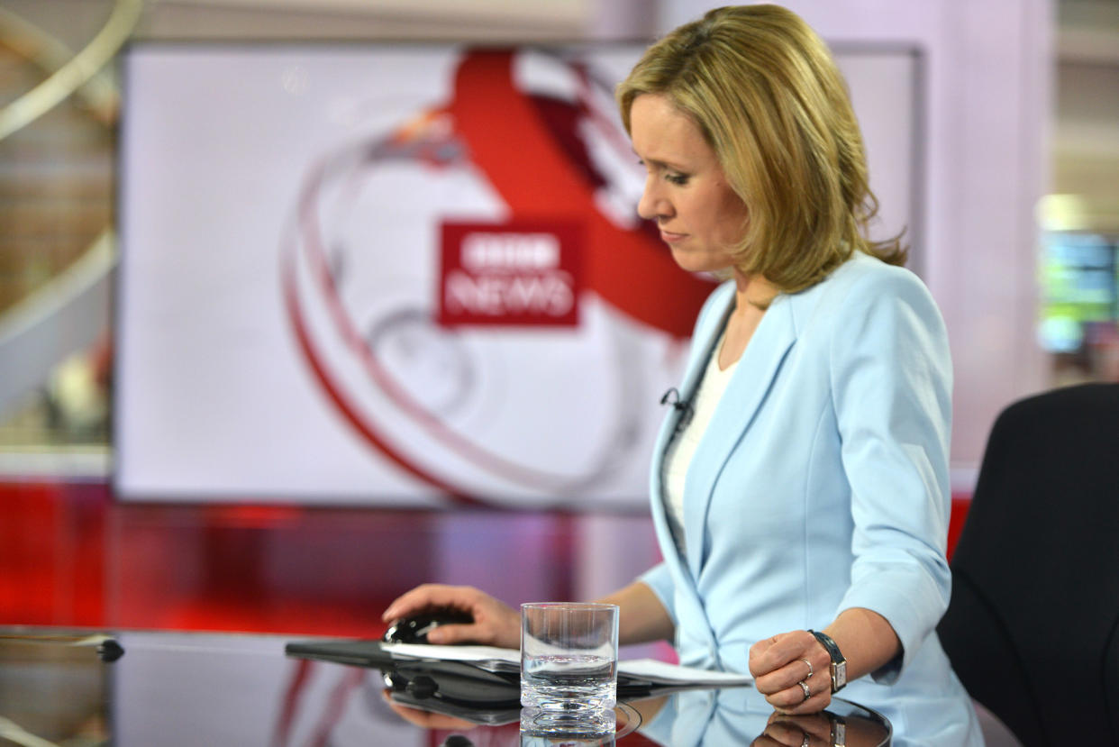 BBC News,18-03-2013,Sophie Raworth,Embargoed for publication until: Monday 18th March 2013 - Picture shows: The new BBC newsroom studio, used for the News at One, Six and Ten and the BBC News Channel Sophie Raworth,BBC,Jeff Overs