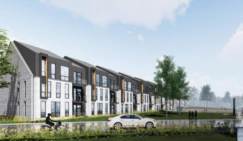 Rendering of a proposed 59-unit “workforce” or affordable housing project by Milwaukee developer Wire Capital Group set for the south end of the vacant Mirro property in downtown Manitowoc.