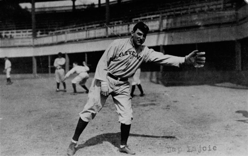 Nap Lajoie, member of Baseball's Hall of Fame, ended his career in 1916 with a BA of .338 after 21 years as an infielder, mostly with Cleveland. (AP Photo)