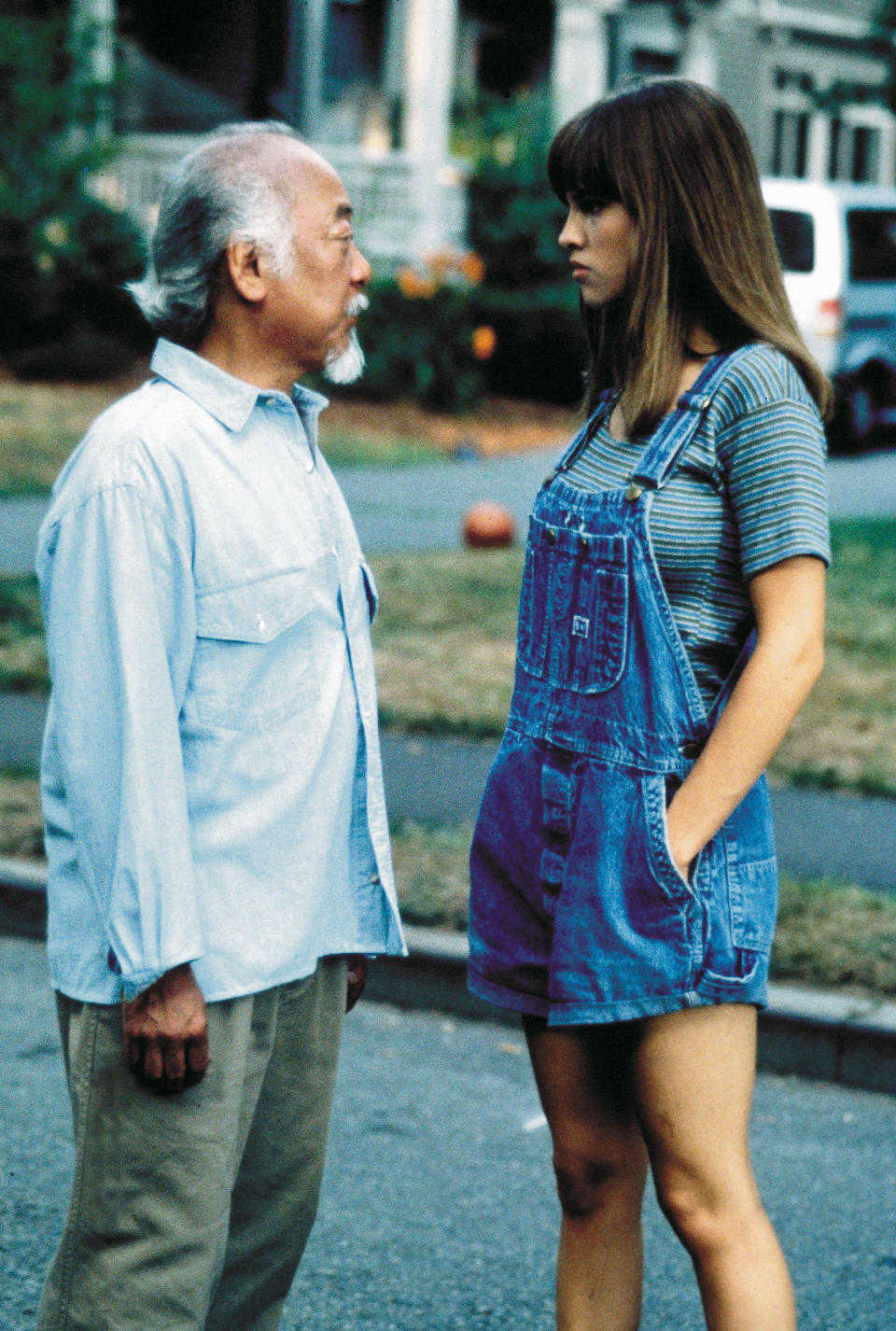 Hilary Swank and Pat Morita in 