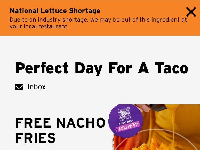 Taco Bell lettuce shortage