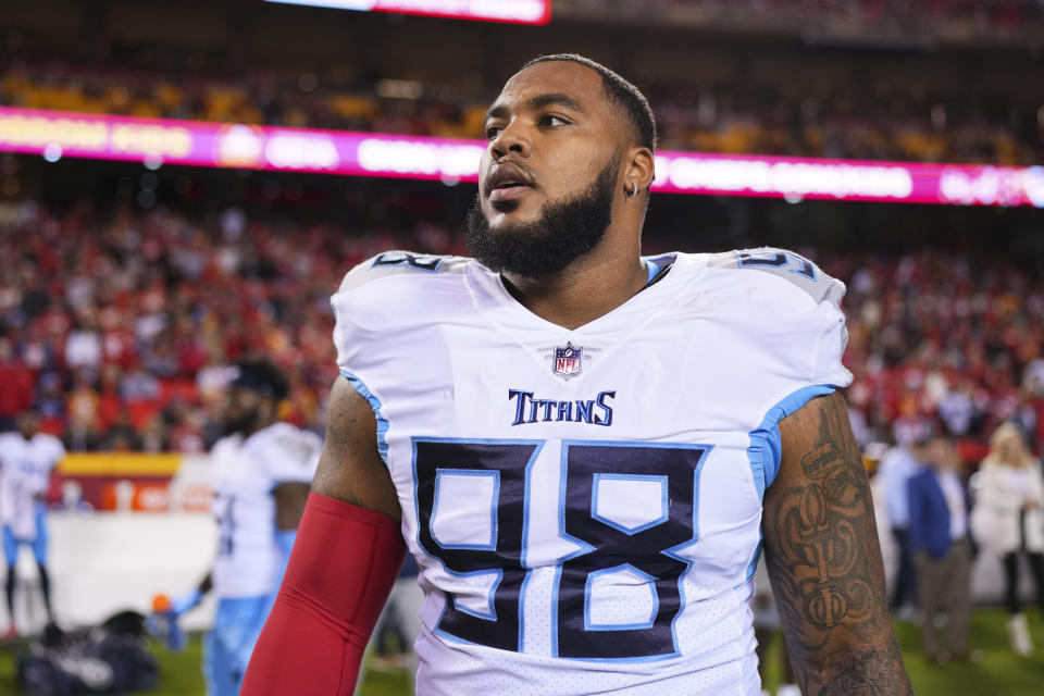 Tennessee Titans defensive lineman Jeffery Simmons was brutally honest about his team's performance in Sunday's loss to the Jacksonville Jaguars. (Photo by Cooper Neill/Getty Images)