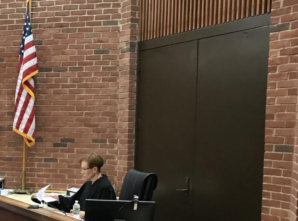 Wareham District Court Judge Julie Bernard presides over a dangerousness hearing on June 29, 2023, to determine whether a Middleboro teen charged with attempted murder should be held without bail.