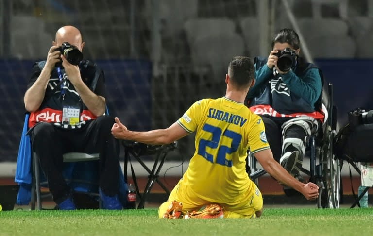 Georgiy Sudakov fête son but contre la France (MIHAI BARBU)