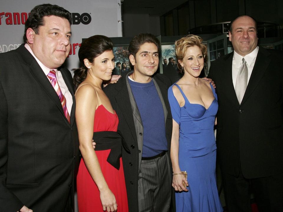 Schirripa, Jamie-Lynn Sigler, Imperioli, Edie Falco and Gandolfini at a ‘Sopranos’ event in 2006 (Getty)