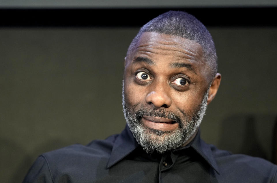 Actor Idris Elba attends a session at the World Economic Forum in Davos, Switzerland Tuesday, Jan. 17, 2023. The annual meeting of the World Economic Forum is taking place in Davos from Jan. 16 until Jan. 20, 2023. (AP Photo/Markus Schreiber)
