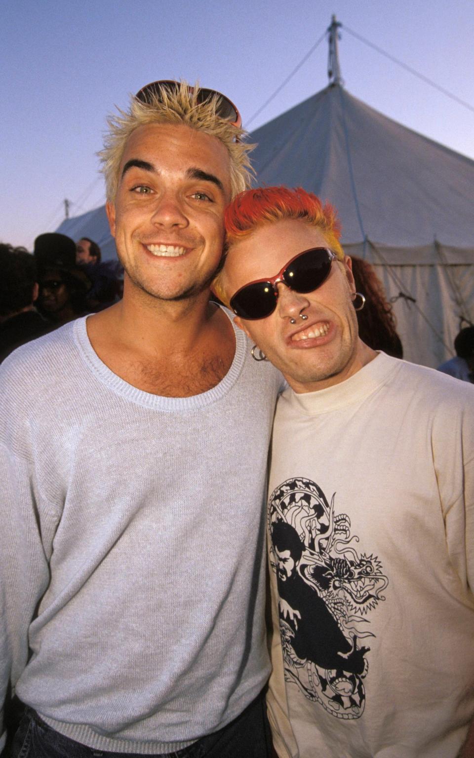 With Keith Flint of The Prodigy at Glastonbury 1995 - Getty