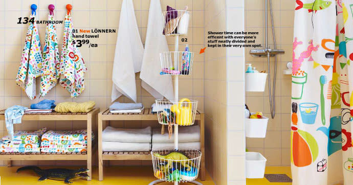 Tiered Wire Basket Makes a Great Shower Tower