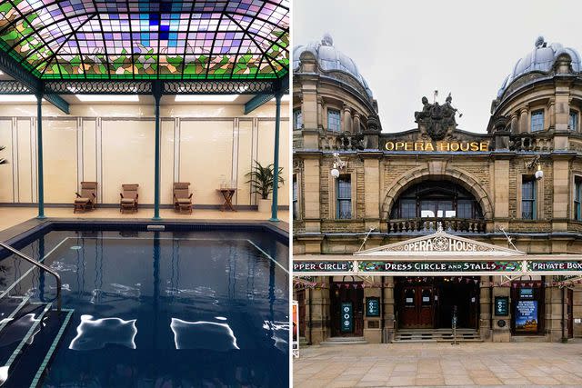 <p>William Craig Moyes</p> From left: The thermal pool at the hotel Buxton Crescent; Buxton Opera House.