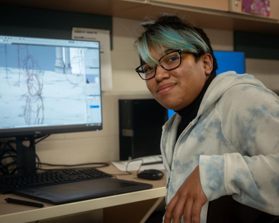 Ryan Galicia, a senior at Rome Free Academy, will graduate in June and go on to attend Mohawk Valley Community College in the fall and study Digital Art. While using his artistic skills to create worlds, characters and stories, his goal in life is to find a way to use creativity to change the world. 