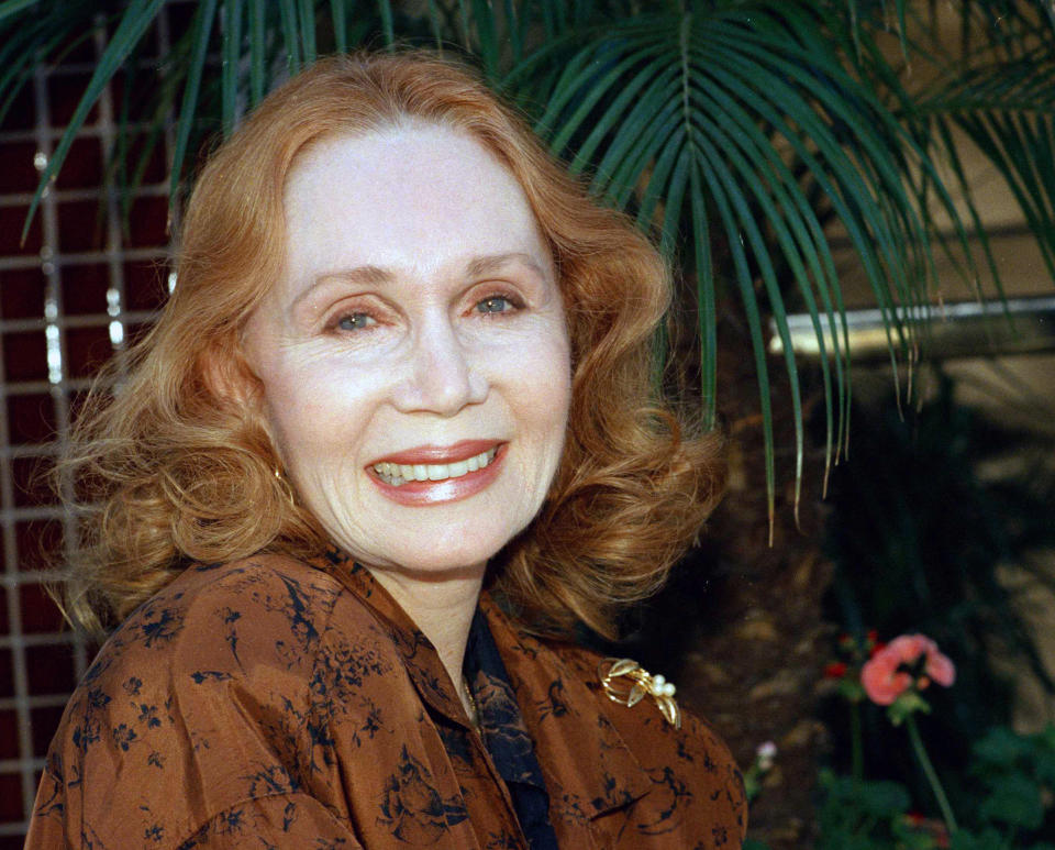 Actress Katherine Helmond poses for a portrait in Los Angeles on June 22, 1988. The Emmy-nominated and Golden Globe-winning actress who played matriarchs on the ABC sitcoms "Who's the Boss?" and "Soap," died on Feb. 23. She was 89. (AP Photo/Nick Ut)